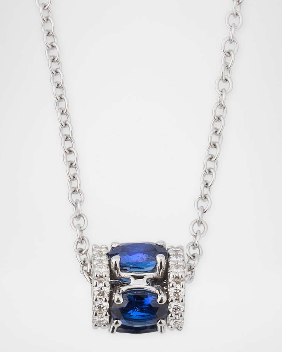 Procida 18K White Gold Blue Sapphire and Diamond Pendant Necklace